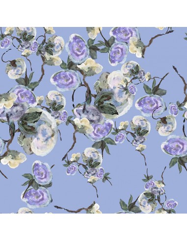 Papier peint floral - Bleu de roses sauvages Les magasins à Paris et en Île-de-France