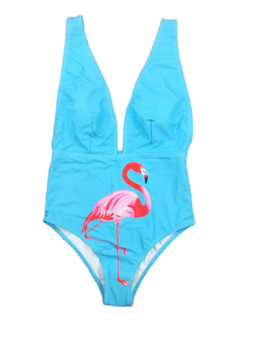 Maillot de Bain Flamant Rose Sexy Bleu français