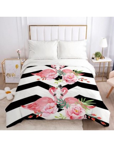 Housse de Couette Flamant Rose Zigzag solde