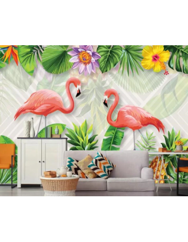 Papier Peint Tropical Flamant Rose des créatures d'habitude