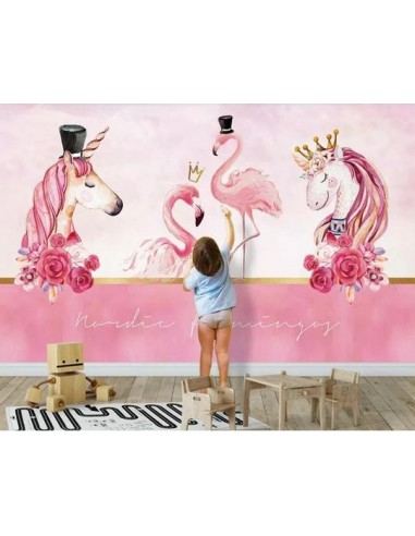 Papier Peint Flamant Rose 4 Murs Majesté shop