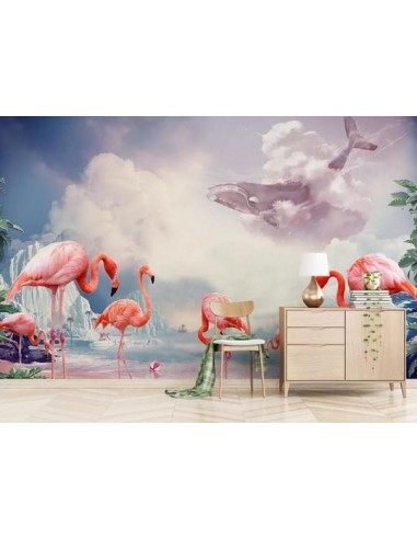 Papier Peint Flamant Rose 4 Murs Nuage l'évolution des habitudes 