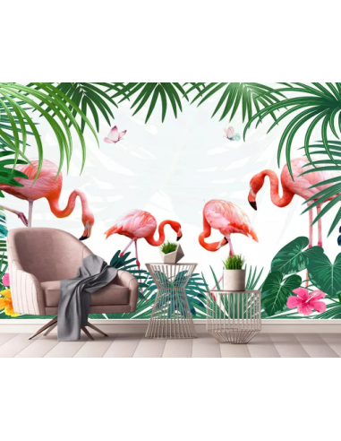 Papier Peint Flamant Rose 4 Murs Papillon l'achat 