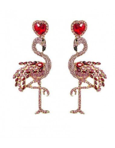 Boucles d'Oreilles Cristaux Flamant Rose Chic solde