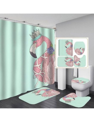 Ensemble Salle de Bain Flamant Rose Kawaii 2023