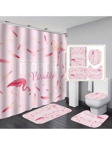 Ensemble Salle de Bain Imprimé Flamant Rose À commander