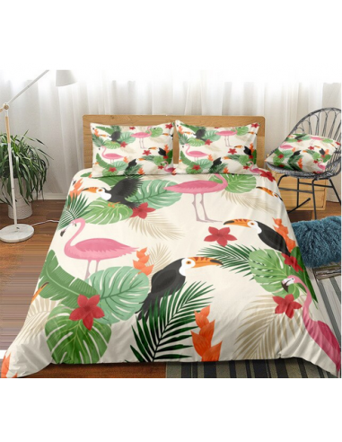 Housse de Couette Flamant Rose Jungle pas cheres