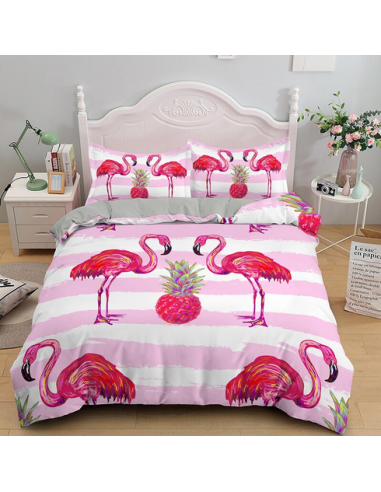 Housse de Couette Flamant Rose Ananas france