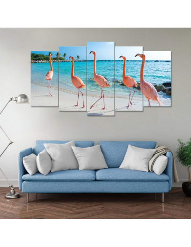 Tableau Triptyque Flamant Rose À commander