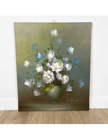 Nature Morte huile sur toile bouquet de roses blanches 50-70% off 