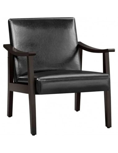 Fauteuil de lecture similicuir noir solde