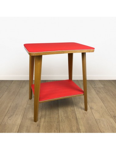 Desserte bois et vinyle rouge scandinave la chaussure